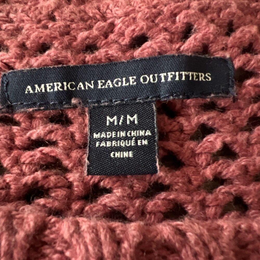 American Eagle Outfitters Mauve Rustic Pink Thick Cableknit Y2K Cozy Sweater Med - Picture 7 of 7